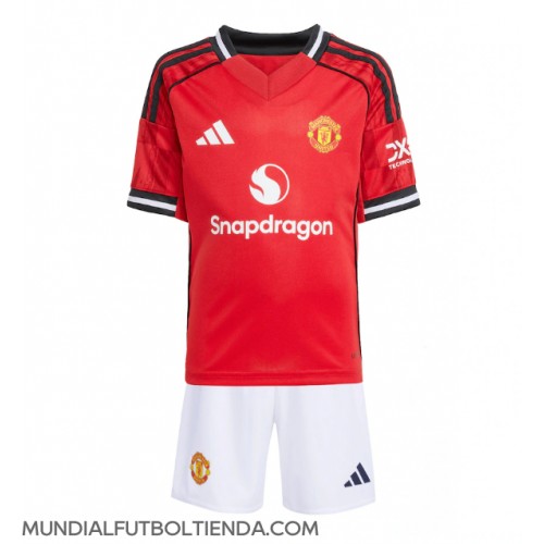 Camiseta Manchester United Primera Equipación Replica 2025-26 para niños mangas cortas (+ Pantalones cortos)